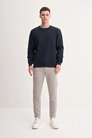 Regular Fit Baklava Desenli Kapitone Jakar Sweatshirt