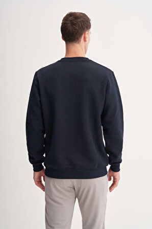 Regular Fit Baklava Desenli Kapitone Jakar Sweatshirt