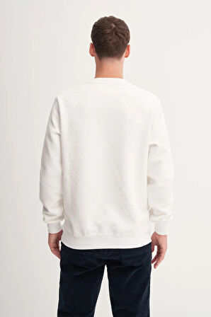 Regular Fit Baklava Desenli Kapitone Jakar Sweatshirt
