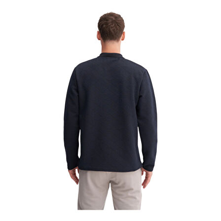 Premium Baklava Desenli Kapitone Jakar Polo Yaka Sweatshirt-53420