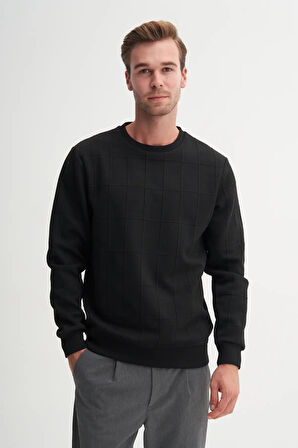 Cazador Regular Fit Kareli Kapitone Jakar Viskon Karışımlı Sweatshirt-53455