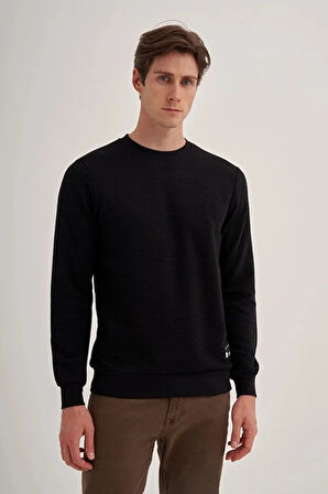 Cazador Slim Fit İnce Çizgili Ottoman Pamuk Karışımlı Sweatshirt-52470