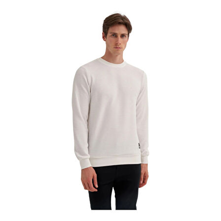 Slim Fit İnce Çizgili Ottoman Pamuk Karışımlı Sweatshirt-52470