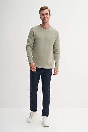 Erkek Selanik Örgü Pamuk Karışımlı Regular Fit Sweatshirt