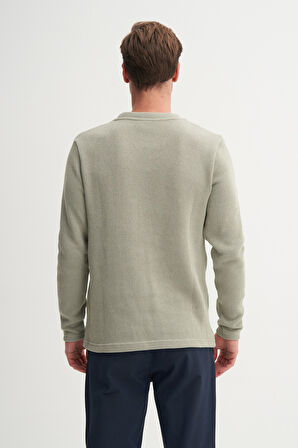 Erkek Selanik Örgü Pamuk Karışımlı Regular Fit Sweatshirt