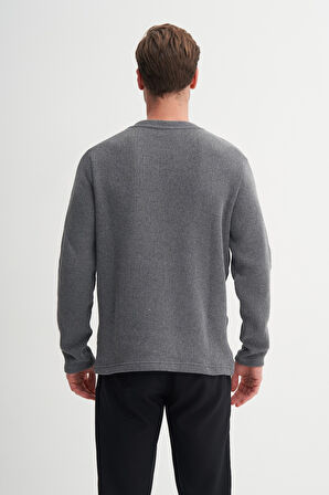 Erkek Selanik Örgü Pamuk Karışımlı Regular Fit Sweatshirt