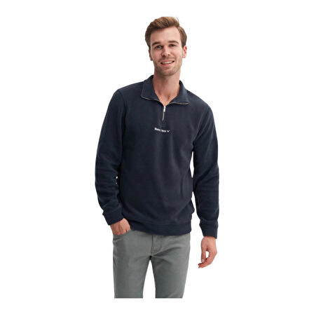 Regular Fit Kalın Polar Dik Yaka Fermuarlı Sweatshirt-53200