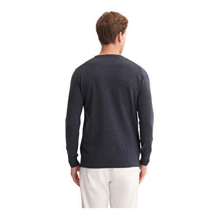 KAZAKSoft Touch Slim Fit Basic Çizgi Baskılı Bisiklet Yaka Kazak