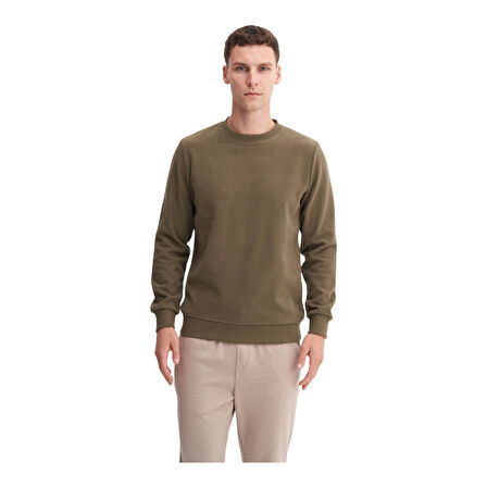 Erkek Slim Fit Pamuk Karışımlı Selanik Örgü Sweatshirt 56400 
