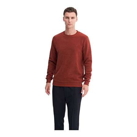 Erkek Slim Fit Pamuk Karışımlı Selanik Örgü Sweatshirt 56400 