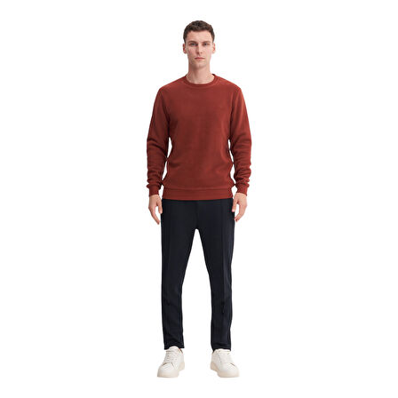 Erkek Slim Fit Pamuk Karışımlı Selanik Örgü Sweatshirt 56400 