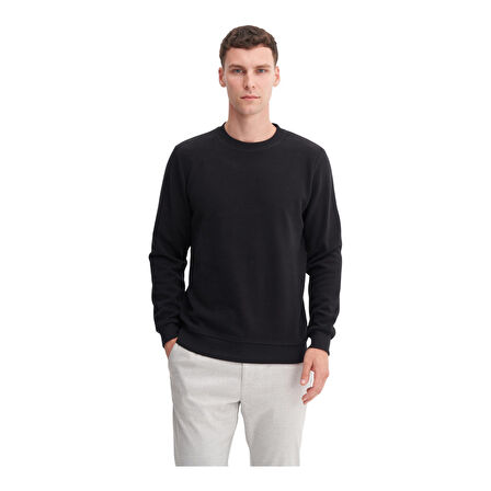 Erkek Slim Fit Pamuk Karışımlı Selanik Örgü Sweatshirt 56400 