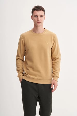 Slim Fit Pamuk Karışımlı Selanik Örgü Sweatshirt-56400