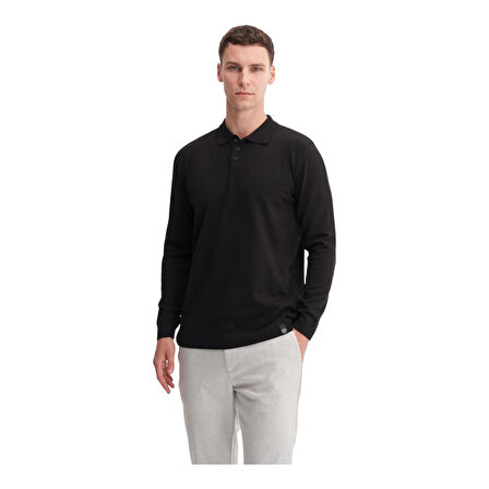 Slim Fit Viskon Kumaş Basic Polo Yaka Kazak
