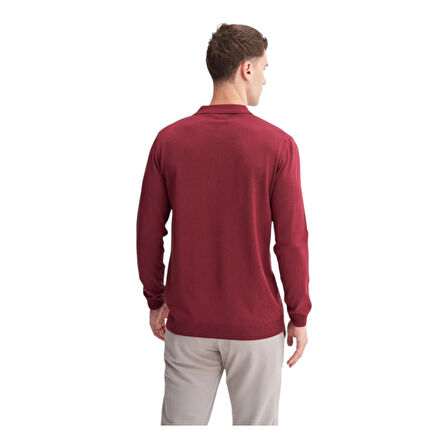 Slim Fit Viskon Kumaş Basic Polo Yaka Kazak