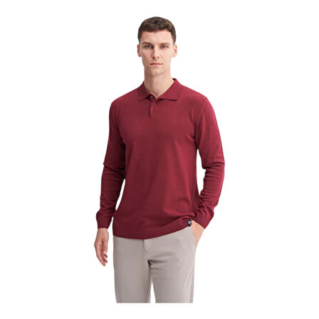 Slim Fit Viskon Kumaş Basic Polo Yaka Kazak