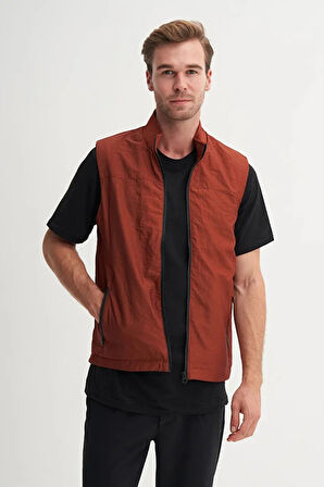 Cazador Regular Fit Baharlık Crinkle Kumaş Yelek-13285