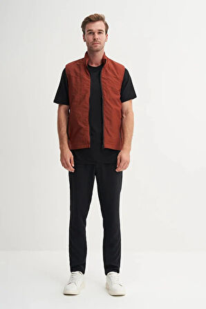 Cazador Regular Fit Baharlık Crinkle Kumaş Yelek-13285