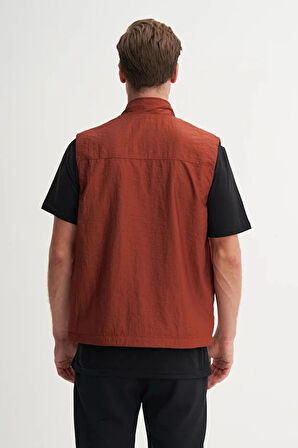 Cazador Regular Fit Baharlık Crinkle Kumaş Yelek-13285