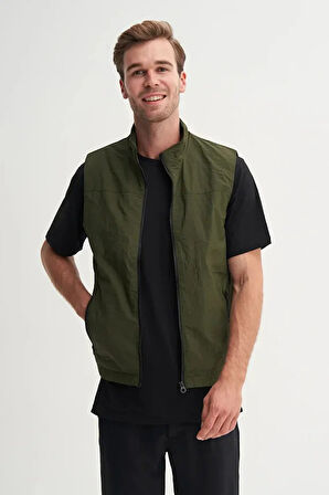 Cazador Regular Fit Baharlık Crinkle Kumaş Yelek-13285