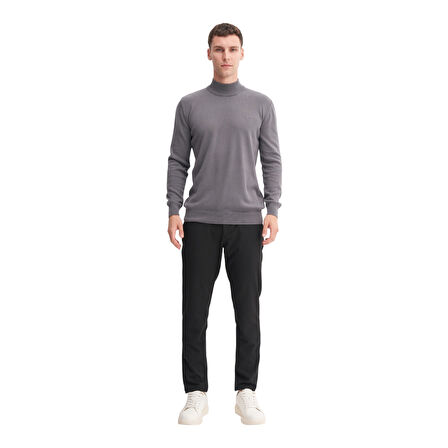 Slim Fit Pamuk Kumaş Basic Yarım Balıkçı Kazak