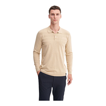 KAZAK Slim Fit Viskon Karışımlı Basic Polo Yaka Kazak