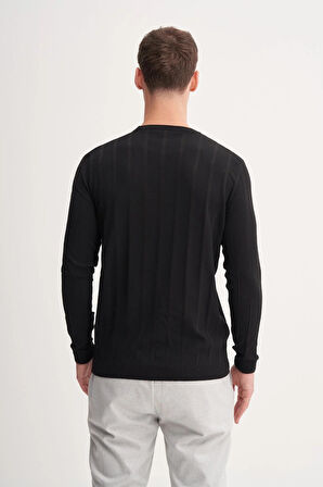 Erkek Slim Fit Viskon Kumaş Premium Bisiklet Yaka Kazak