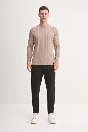 Erkek Slim Fit Viskon Kumaş Premium Bisiklet Yaka Kazak