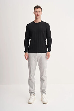 Erkek Slim Fit Viskon Kumaş Premium Bisiklet Yaka Kazak