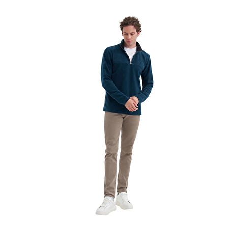 Yarım Balıkçı Yaka Kalın Polar Regular Fit Sweatshirt-56320