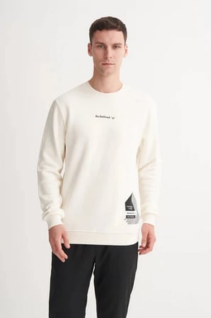 Kalın Diyagonal Dokulu %100 Pamuk 3 İplik Regular Fit Sweatshirt