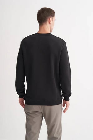 Kalın Diyagonal Dokulu %100 Pamuk 3 İplik Regular Fit Sweatshirt