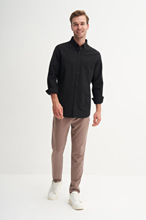 Cazador Regular Fit Erkek Uzun Kollu Gömlek Siyah 23085