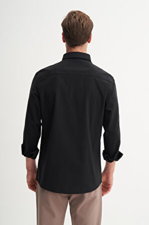Cazador Regular Fit Erkek Uzun Kollu Gömlek Siyah 23085