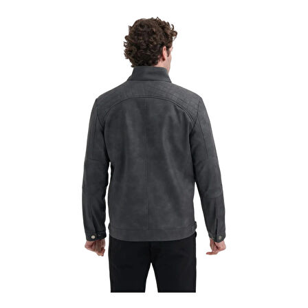 Erkek PU Deri Mont 10620 Siyah