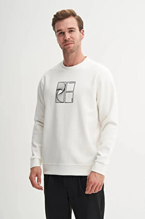 Cazador CAZ 53290 BİSİKLET YAKA BEYAZ ERKEK SWEAT (25 KIŞ)