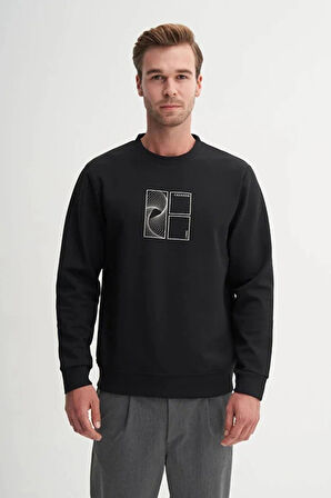 Cazador CAZ 53290 BİSİKLET YAKA ERKEK SİYAH SWEAT (25 KIŞ)