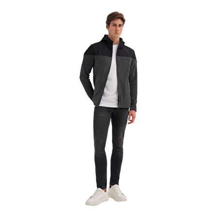 Erkek Kapüşonlu Polar Kumaş Basic Regular Fit Sweat Hırka-56390
