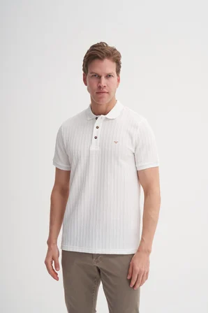 Cazador 40520 Erkek Beyaz Polo Yaka Tshirt