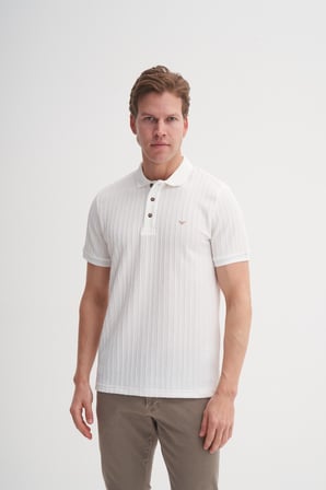 Cazador 40520 Erkek Beyaz Polo Yaka Tshirt
