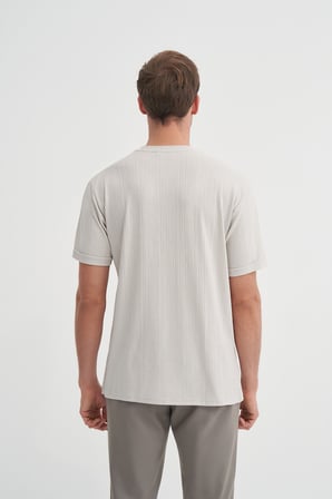 Cazador Bisiklet Yaka Dokulu Erkek T-shirt 42530 A.Gri