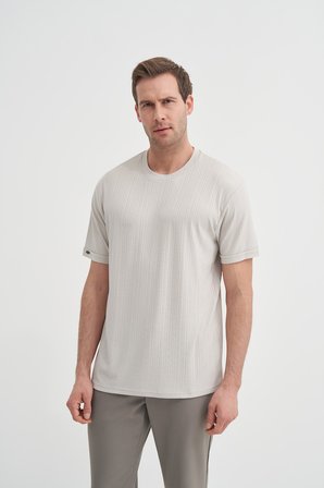 Cazador Bisiklet Yaka Dokulu Erkek T-shirt 42530 A.Gri
