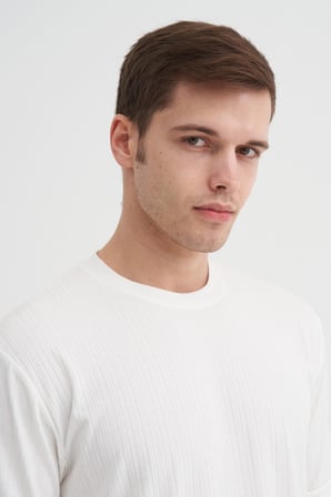 Cazador Bisiklet Yaka Dokulu Erkek T-shirt 42530 Beyaz