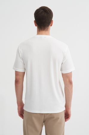Cazador Bisiklet Yaka Dokulu Erkek T-shirt 42530 Beyaz