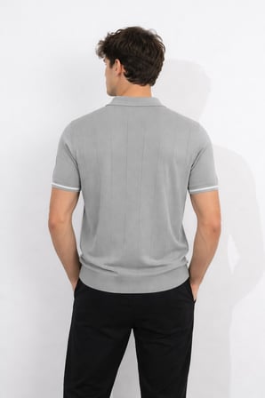 Cazador 34260 Erkek Gri Polo Yaka  Triko T-shirt