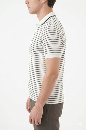 Cazador Erkek Ekru Çizgili Polo Yaka Tshirt 44700