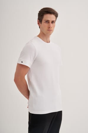 Cazador Slim Fit Erkek Premium Spor Basıc İnce Tshirt 42020 Beyaz