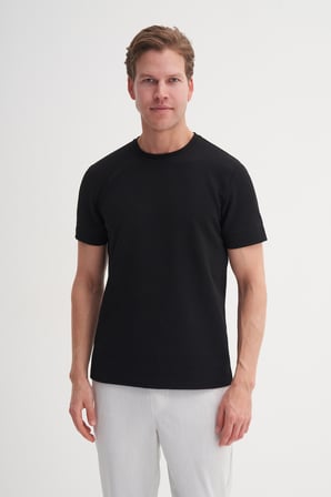 Cazador Slim Fit Erkek Premium Spor Basıc İnce Tshirt 42020 Siyah 