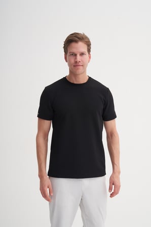 Cazador Slim Fit Erkek Premium Spor Basıc İnce Tshirt 42020 Siyah 