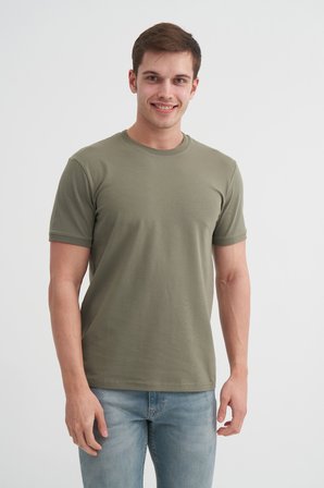 Cazador Erkek Haki Bisiklet Yaka T-shirt 46200